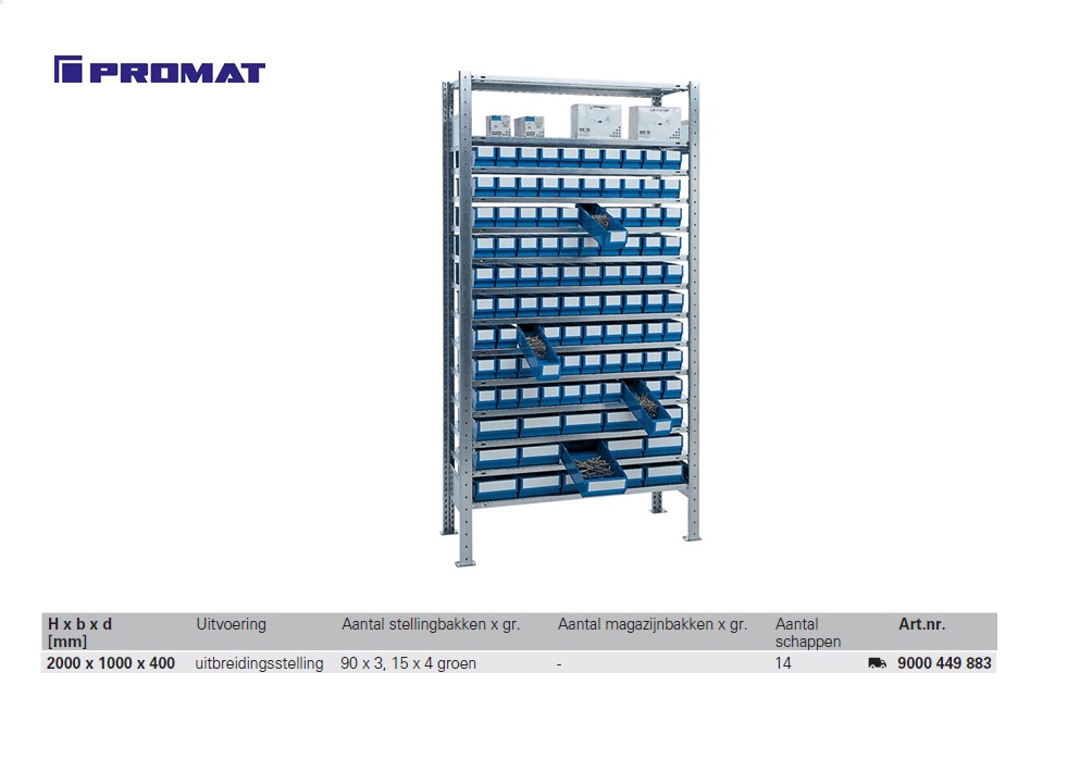 uitbreidingsstelling 90 x 3, 15 x 4 groen