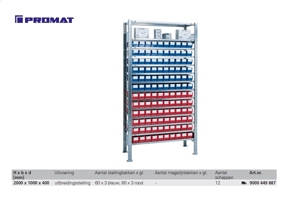 uitbreidingsstelling 60 x 3 blauw, 60 x 3 rood