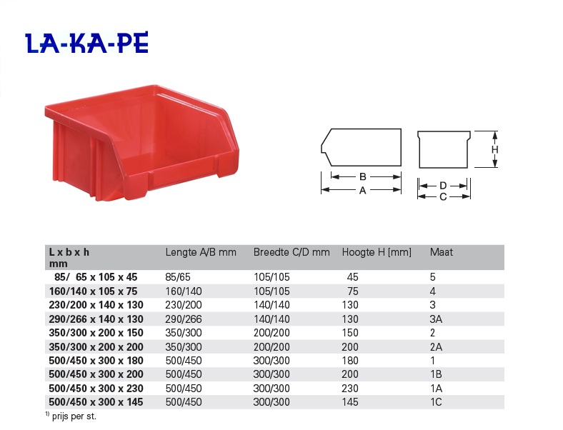 Magazijnbak Rood L.85xB.100xH.50mm MK6 PE | DKMTools - DKM Tools