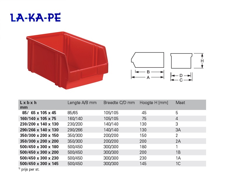 Magazijnbak rood L.290/245x140x130mm mt.3A