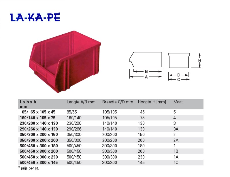 Magazijnbak Rood L.350xB.210xH.200mm MK3 PE | DKMTools - DKM Tools