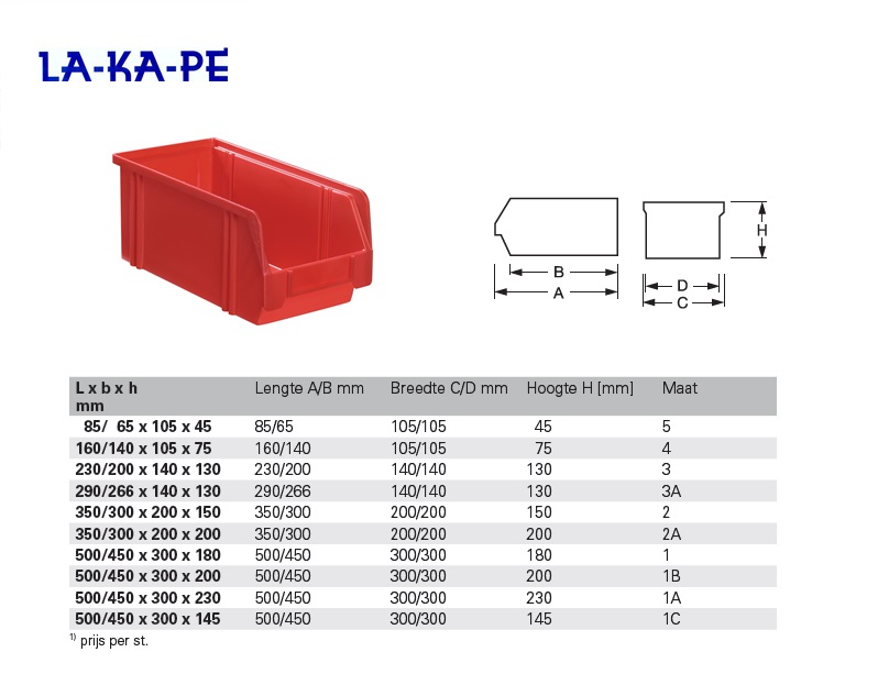 Magazijnbak rood L.500/450x300x230mm mt.1A | DKMTools - DKM Tools
