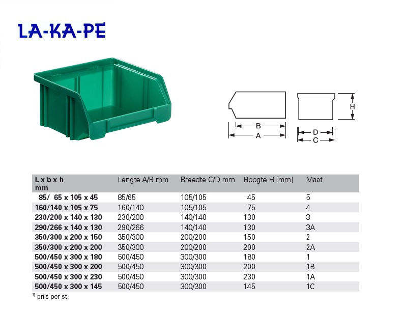 Magazijnbak Groen L.85/65x95x45mm mt.5