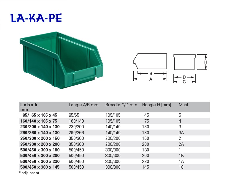 Magazijnbak Groen L.160/140x95x75mm mt.4