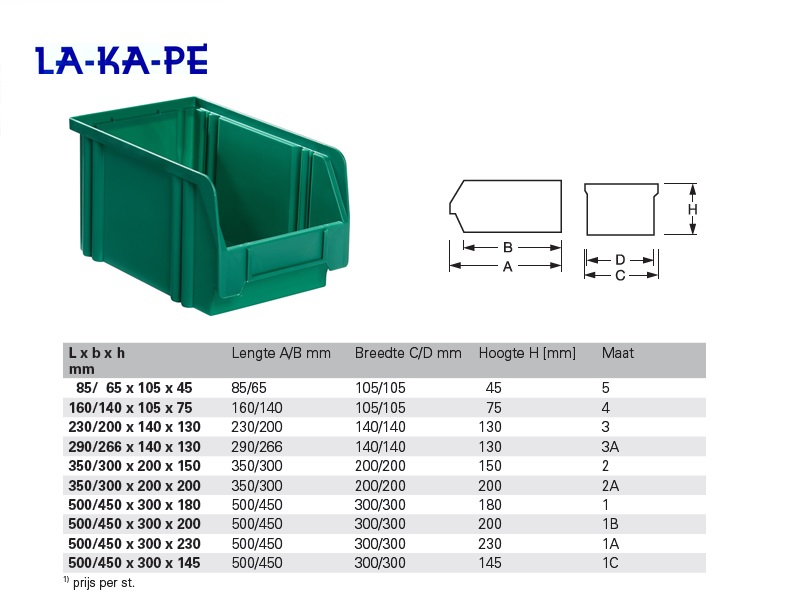 Magazijnbak Groen L.230/200x140x130mm mt.3