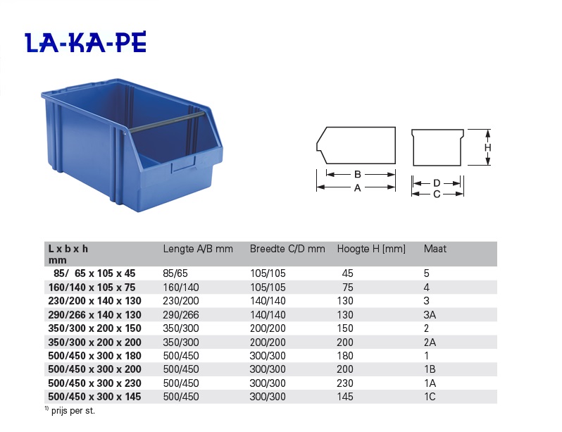 Magazijnbak blauw L.290/245x140x130mm mt.3A