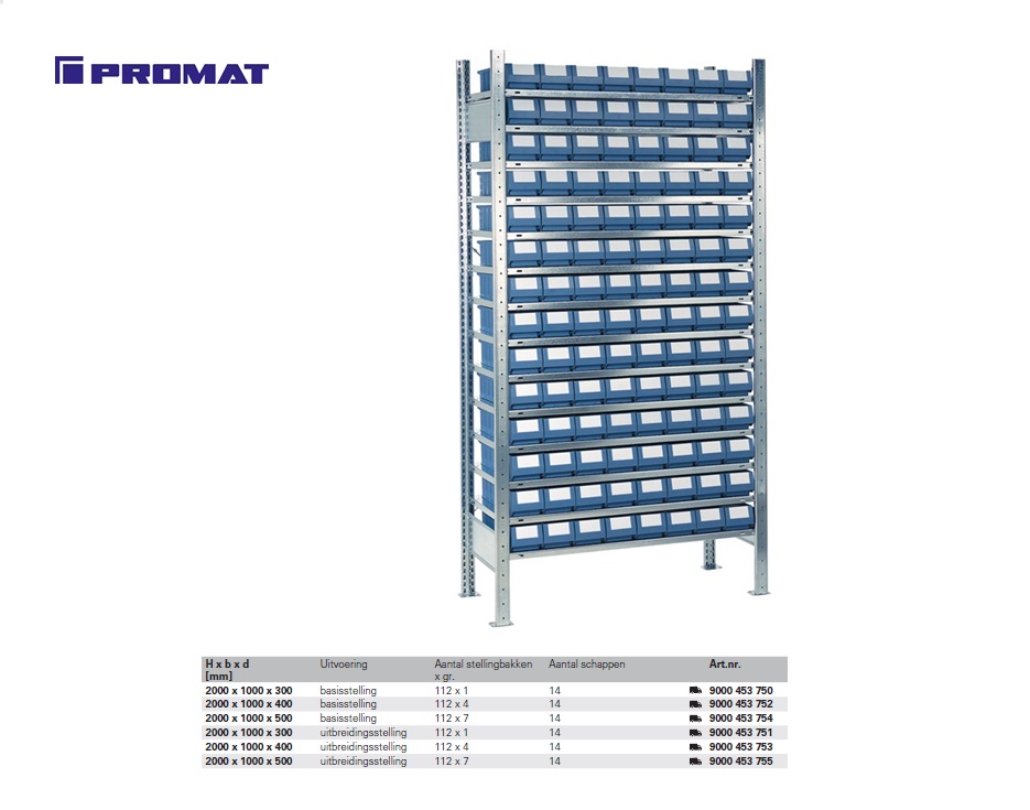 Stellingkast 2000 x 1000 x 300mm 112 x 1