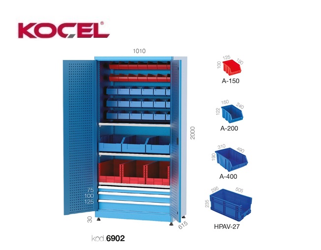 Multifunctionele gereedschapskast 12 vakken 1010x615x2000mm | DKMTools - DKM Tools