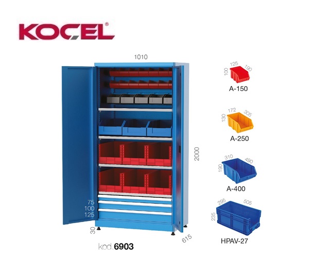 Multifunctionele gereedschapskast 12 vakken 1010x615x2000mm | DKMTools - DKM Tools