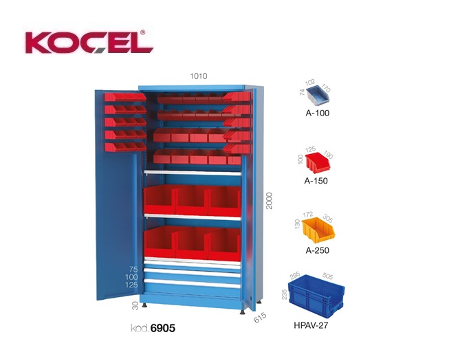 Multifunctionele gereedschapskast 3 lades 1010x615x2000mm | DKMTools - DKM Tools