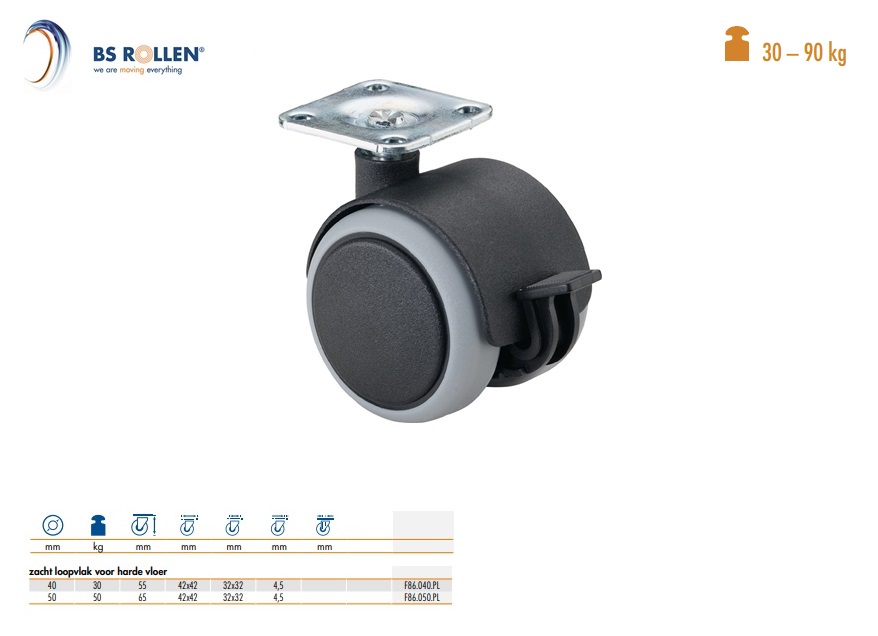 Dubbel zwenkwiel met rem Ø 60 mm | DKMTools - DKM Tools