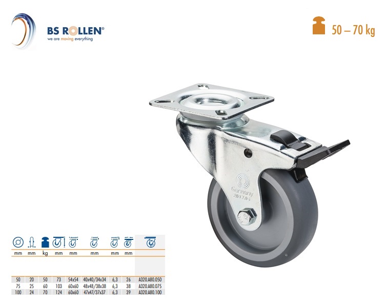 Zwenkwiel met totaal klem Ø 125 mm | DKMTools - DKM Tools