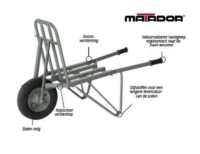 Steenkruiwagen M-210-CT versterkt lekvrij wiel Matador 10918