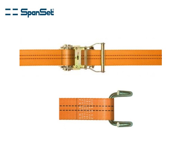 Spanband ratel + met Karabijnhaak 2-dlg 50mmx 8mtr 2-dlg EN 12195-2