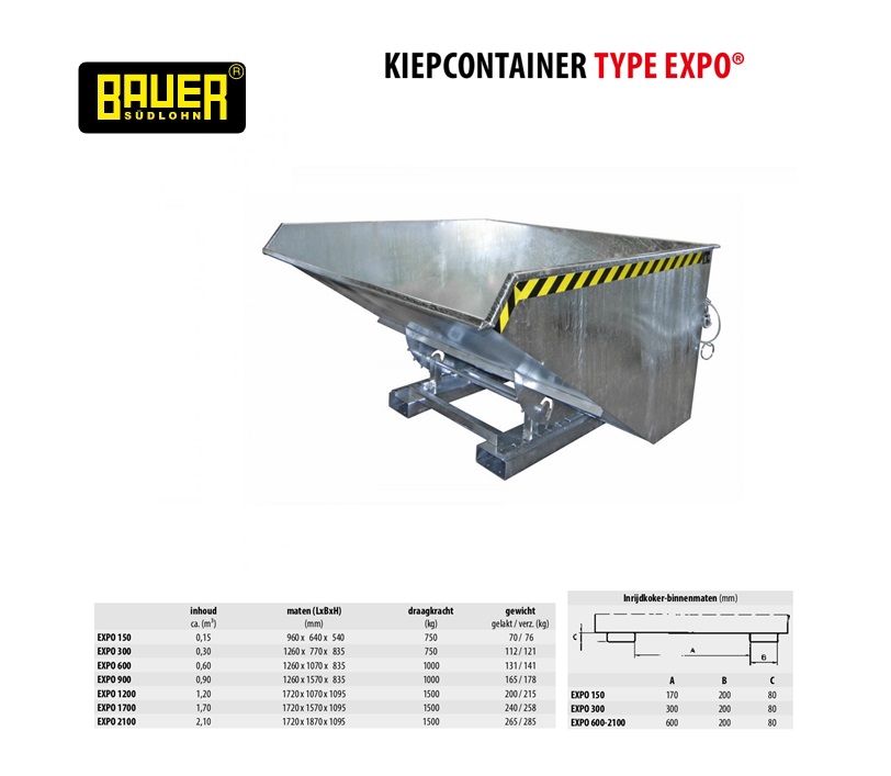 Kiepcontainer Type Expo 2100 vuurverzink