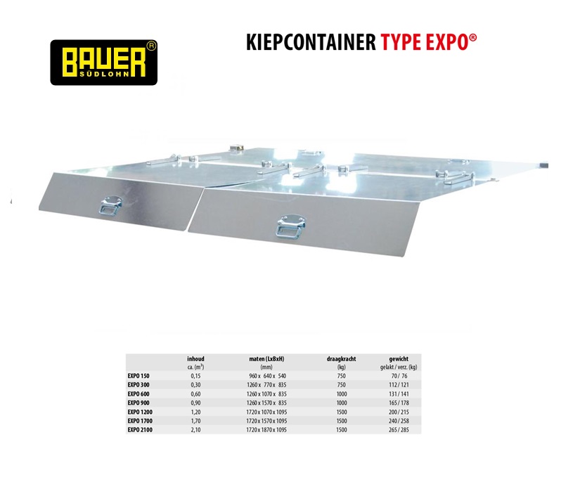 Deksel verzinkt voor kiepcontainer Type Expo 2100 vuurverzink