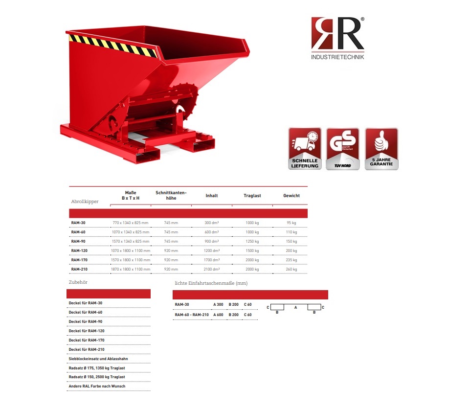 Kantelbak Typ RAM-30 RAL 3000 | DKMTools - DKM Tools
