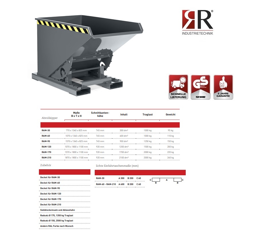 Kantelbak Typ RAM-60 RAL 7005 | DKMTools - DKM Tools