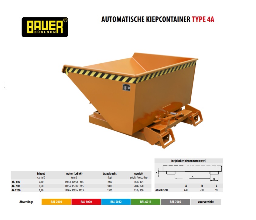 Automatische kieper met afrolsysteem 4A 600 Ral 3000 | DKMTools - DKM Tools