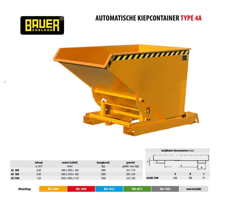 Automatische kieper met afrolsysteem 4A 600 Ral 5012 | DKMTools - DKM Tools