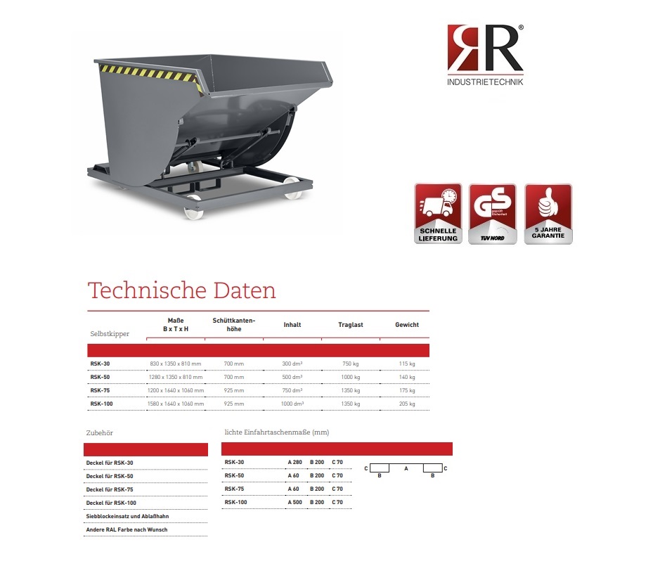 Kiepcontainer Typ RSK-30 RAL 7005