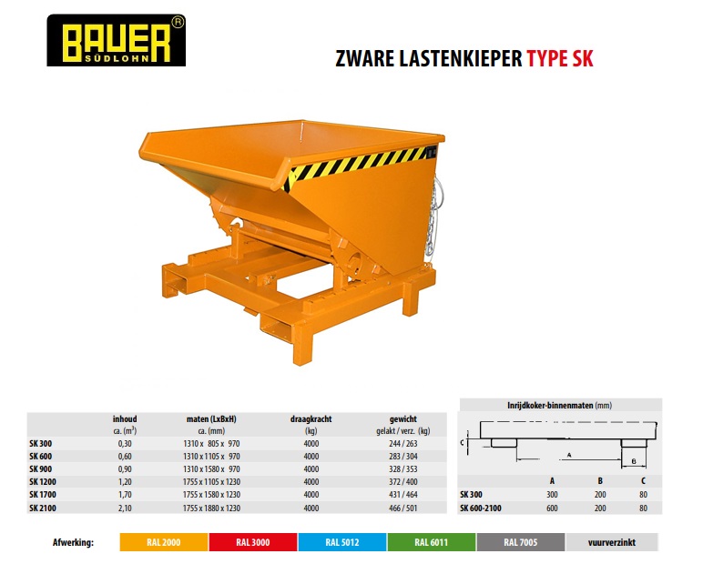 Kiepcontainer voor zware lasten SK 1700 Ral 3000 | DKMTools - DKM Tools