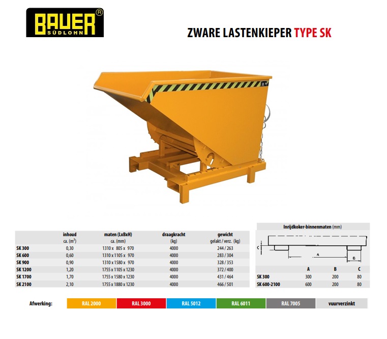 Kiepcontainer voor zware lasten SK 900 Ral 2000