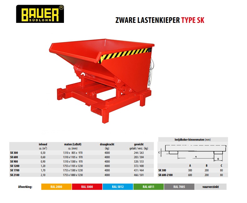 Kiepcontainer voor zware lasten SK 600 Ral 3000