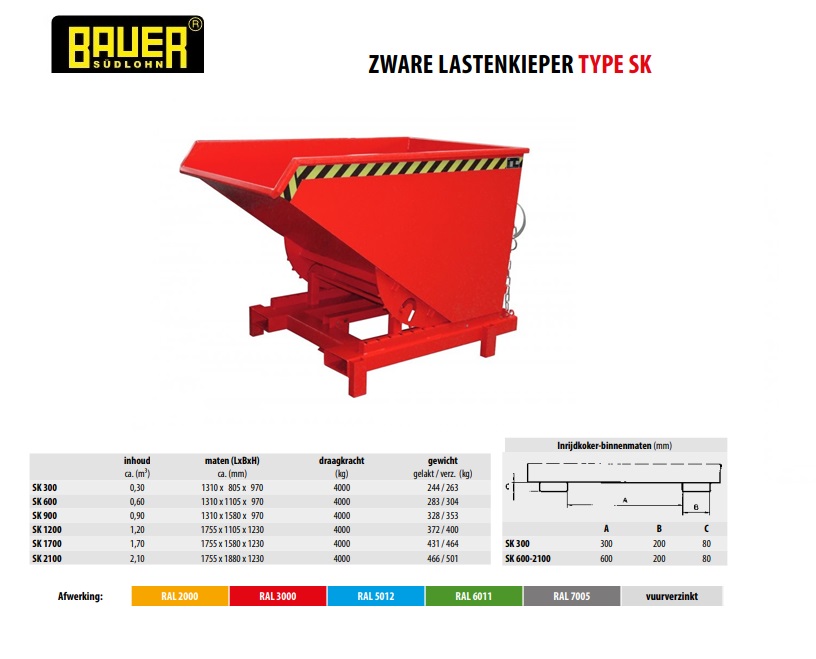 Kiepcontainer voor zware lasten SK 900 Ral 3000