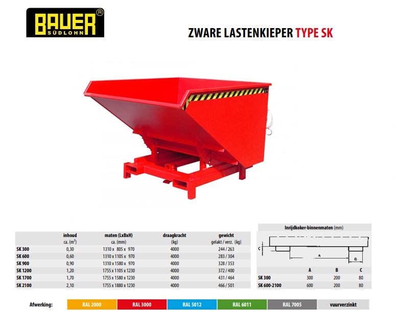 Kiepcontainer voor zware lasten SK 1700 Ral 3000