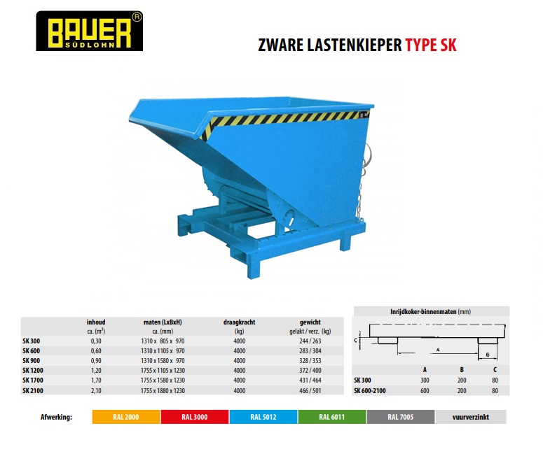 Kiepcontainer voor zware lasten SK 900 Ral 5012