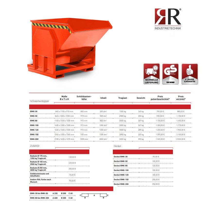 Zware lastenkieper RMK-200 RAL 2004 | DKMTools - DKM Tools