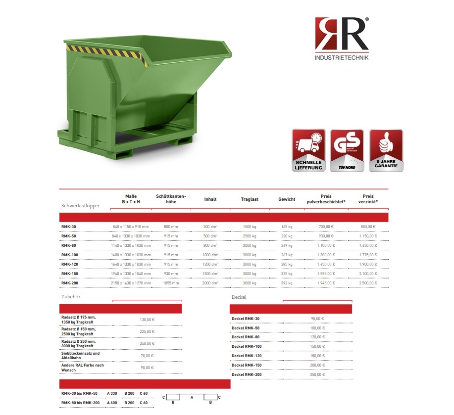 Zware lastenkieper RMK-200 RAL 6011 | DKMTools - DKM Tools