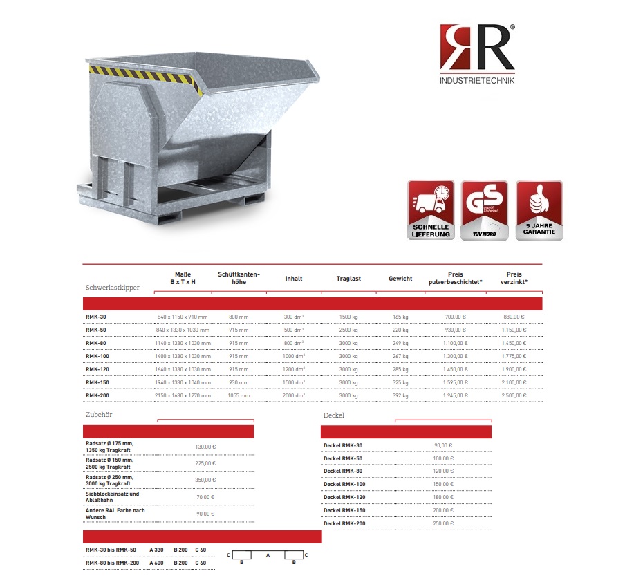 Zware lastenkieper RMK-80 verzinkt | DKMTools - DKM Tools