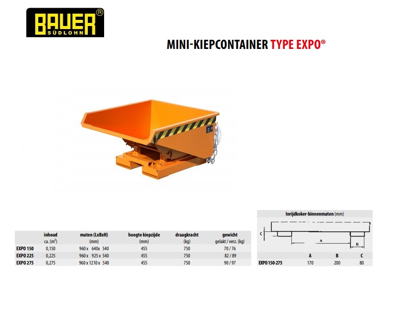 Mini-Kiepcontainer EXPO 150 vuurverzink | DKMTools - DKM Tools