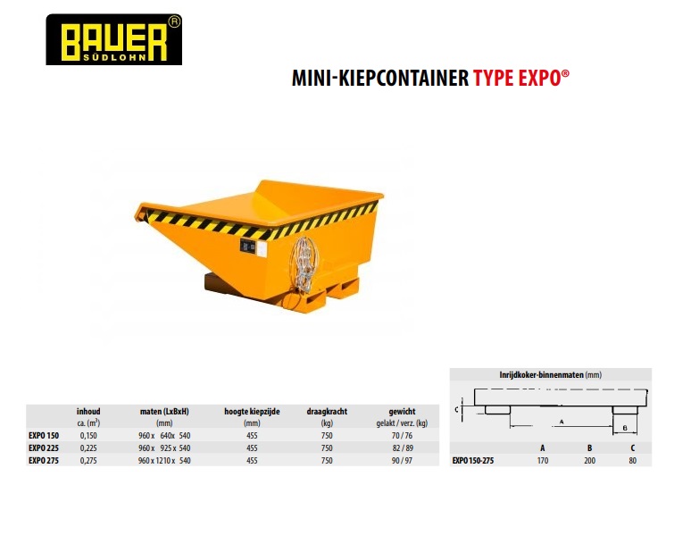 Mini-Kiepcontainer EXPO 275 Ral 2000