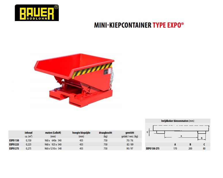 Mini-Kiepcontainer EXPO 150 Ral 3000