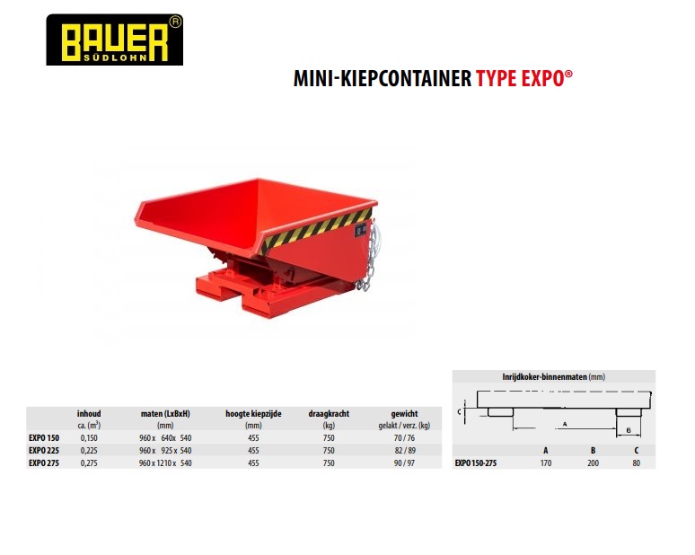 Mini-Kiepcontainer EXPO 225 Ral 3000