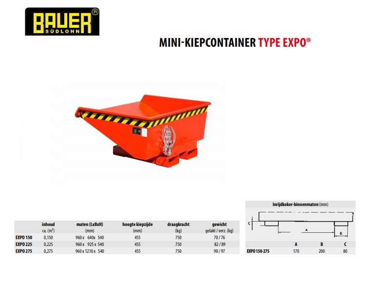 Mini-Kiepcontainer EXPO 275 Ral 3000