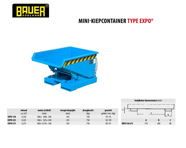 Mini-Kiepcontainer EXPO 150 Ral 5012