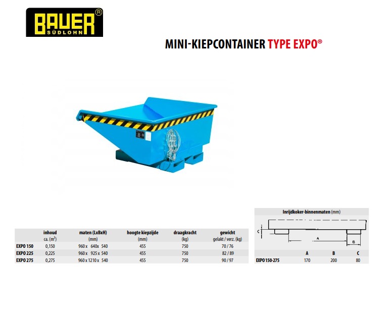 Mini-Kiepcontainer EXPO 275 Ral 5012