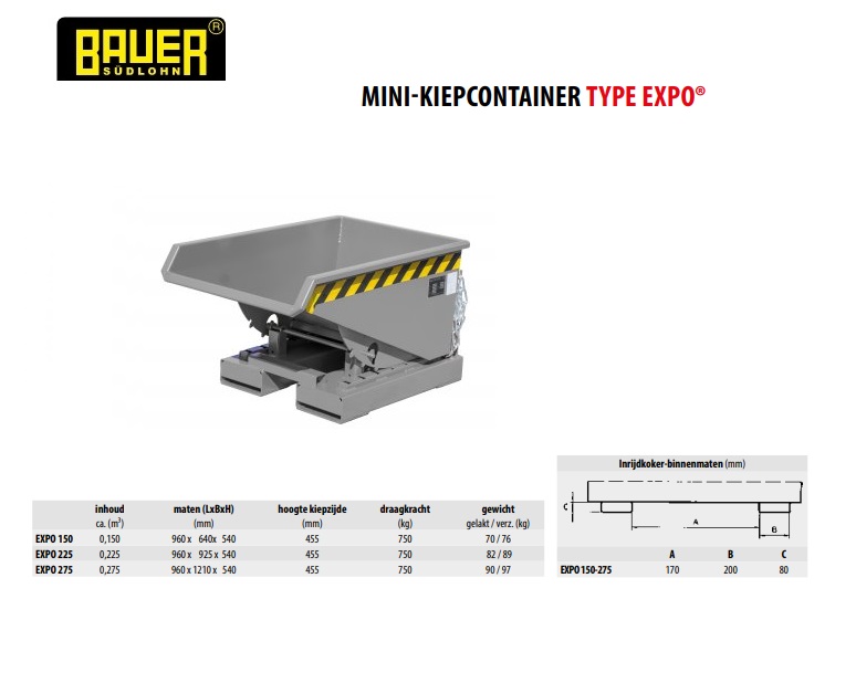 Mini-Kiepcontainer EXPO 150 Ral 7005