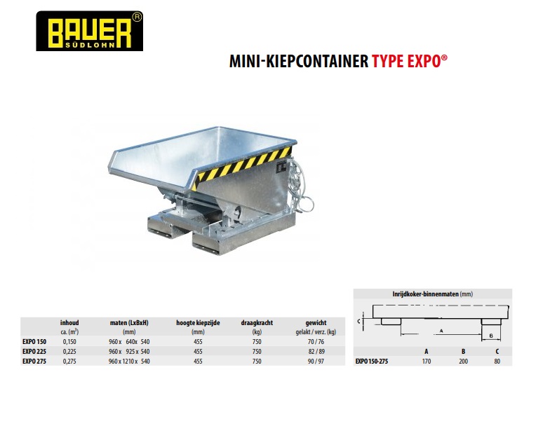 Mini-Kiepcontainer EXPO 150 vuurverzink