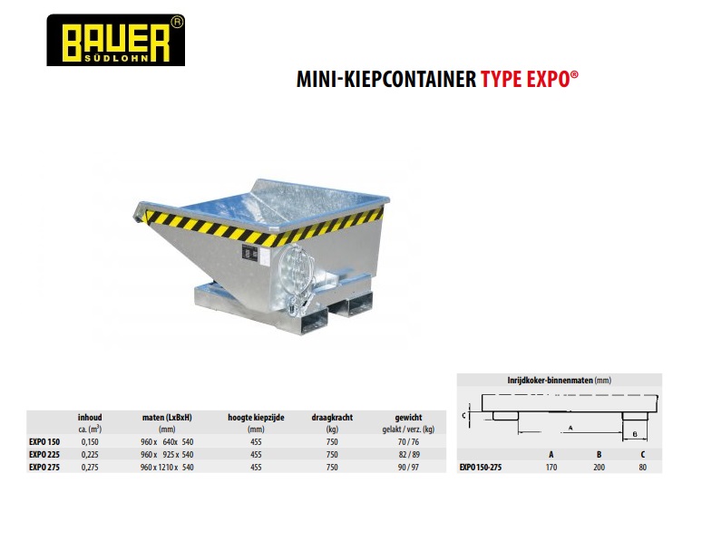 Mini-Kiepcontainer EXPO 225 vuurverzink