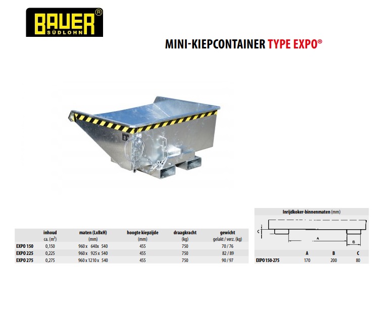 Mini-Kiepcontainer EXPO 275 vuurverzink