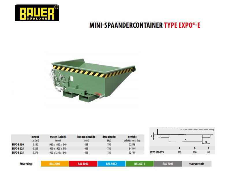 Mini Spaandercontainer EXPO-E 275 Ral 6011