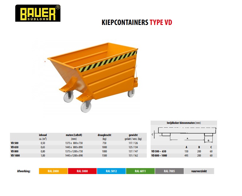 Kiepcontainer VD 500 Ral 2000
