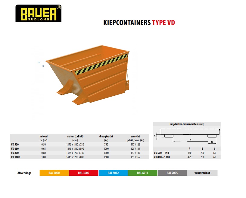 Kiepcontainer VD 800 Ral 2000