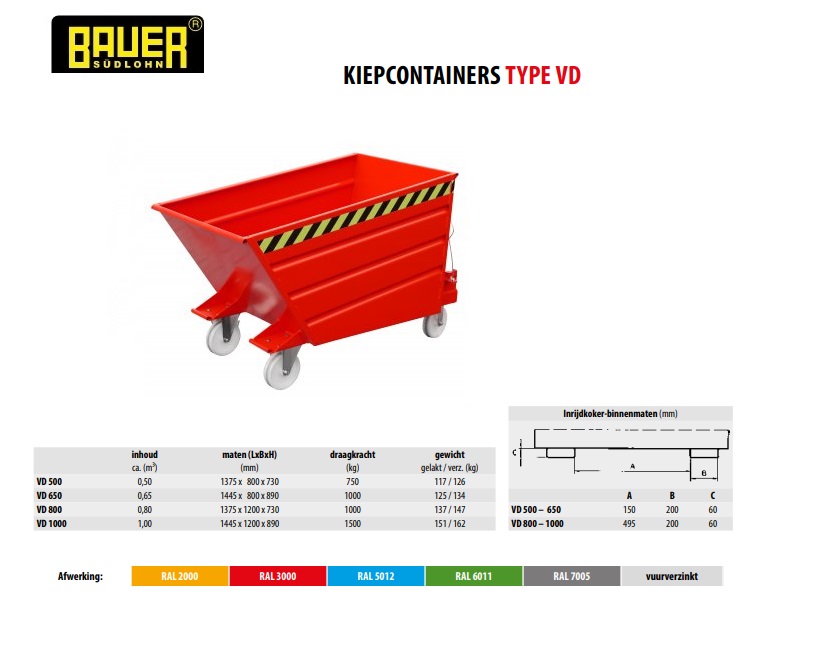 Kiepcontainer VD 500 Ral 3000