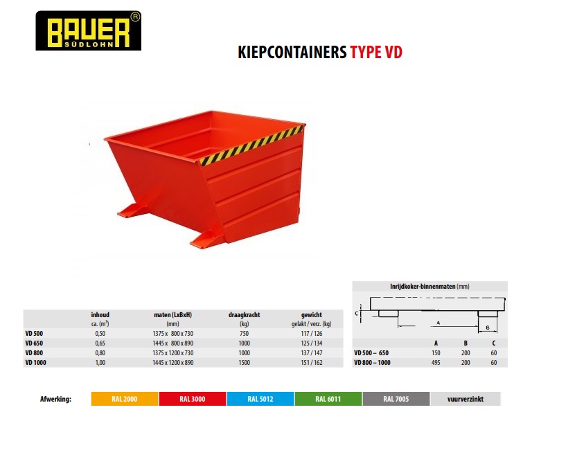 Kiepcontainer VD 1000 Ral 3000